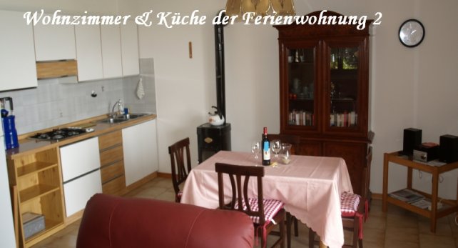 Wohnzimmer & Kche  Ferienwohnung 2 der Casa Resem in Tignale am Gardasee